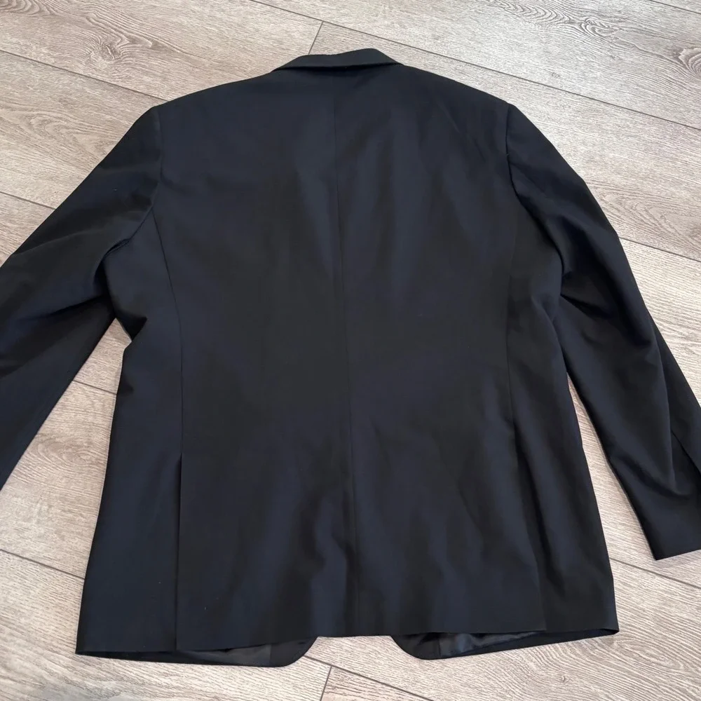 Nordstrom‎ Rack Tuxedo Blazer Mens 48L Black Trim Fit Satin Lapel Formal Jacket